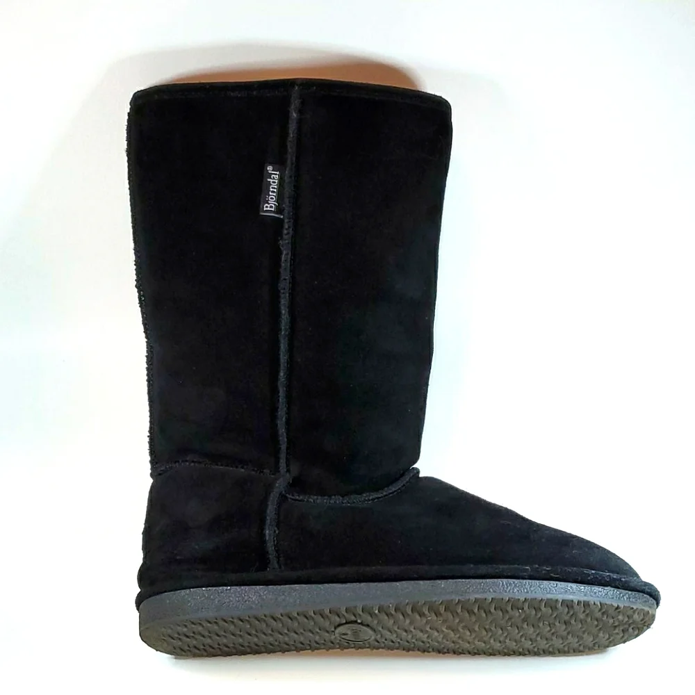 BJORNDAL Zoe Black Leather Suede Boots 10